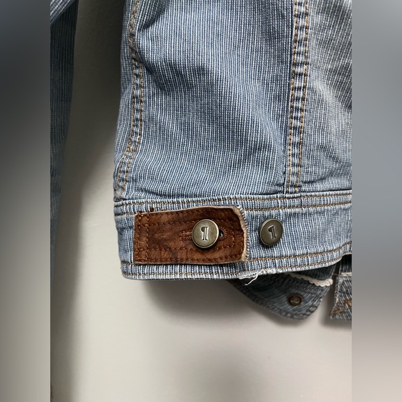 Pilcro and the Letterpress Light Blue Distressed Railroad Denim Jacket - Picture 3 of 11